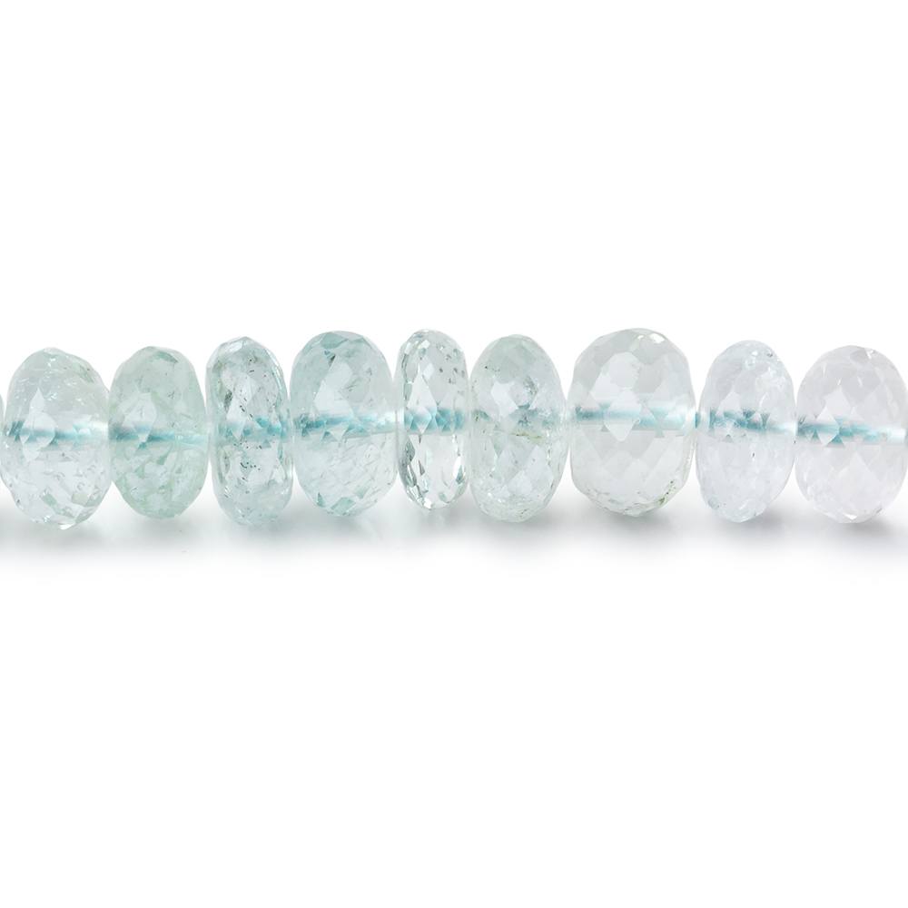 7.5mm Aquamarine Faceted Rondelle Beads 15 inch 93 pieces - Beadsofcambay.com