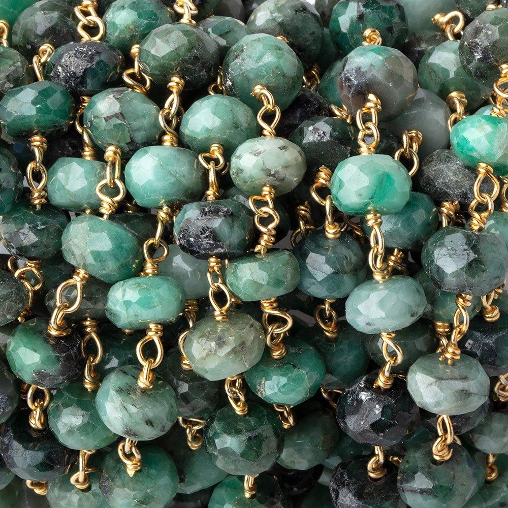 8-8.5mm Brazilian Emerald faceted rondelles on Vermeil Chain - Beadsofcambay.com