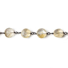 7.5mm Citrine faceted coin Black Gold over .925 Silver Chain by the foot 24 beads - Beadsofcambay.com