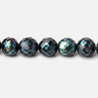 7.5mm Dark Teal Faceted Round Freshwater Pearls 16 inch 51 pieces - Beadsofcambay.com