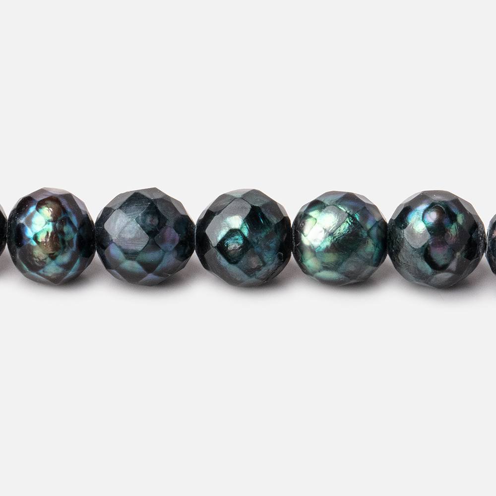 7.5mm Dark Teal Faceted Round Freshwater Pearls 16 inch 51 pieces - Beadsofcambay.com