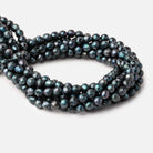 7.5mm Dark Teal Faceted Round Freshwater Pearls 16 inch 51 pieces - Beadsofcambay.com