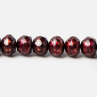 7.5mm Deep Ruby Red faceted button center drill freshwater Pearls 71 pieces - Beadsofcambay.com