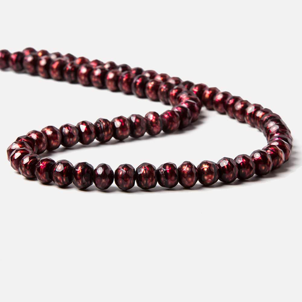 7.5mm Deep Ruby Red faceted button center drill freshwater Pearls 71 pieces - Beadsofcambay.com