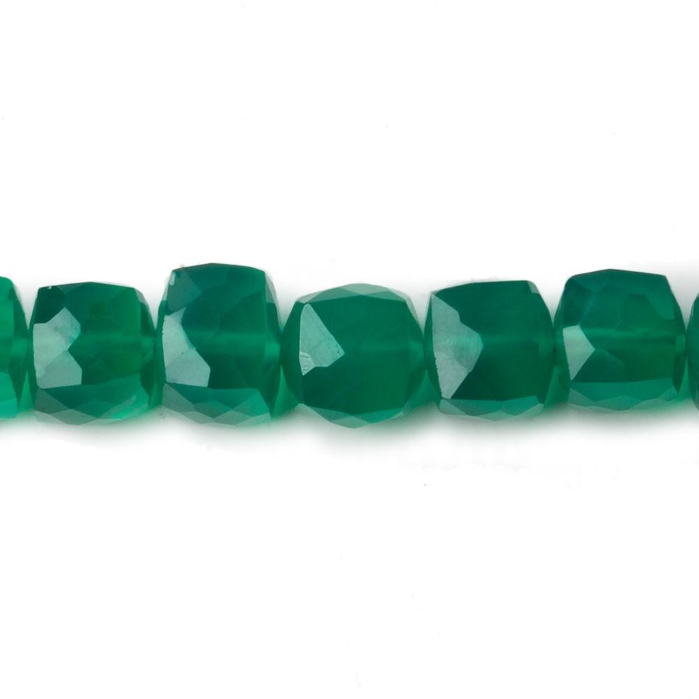 7.5mm Green Onyx Faceted Cube Beads, 9 inch strand 30pcs/str - Beadsofcambay.com