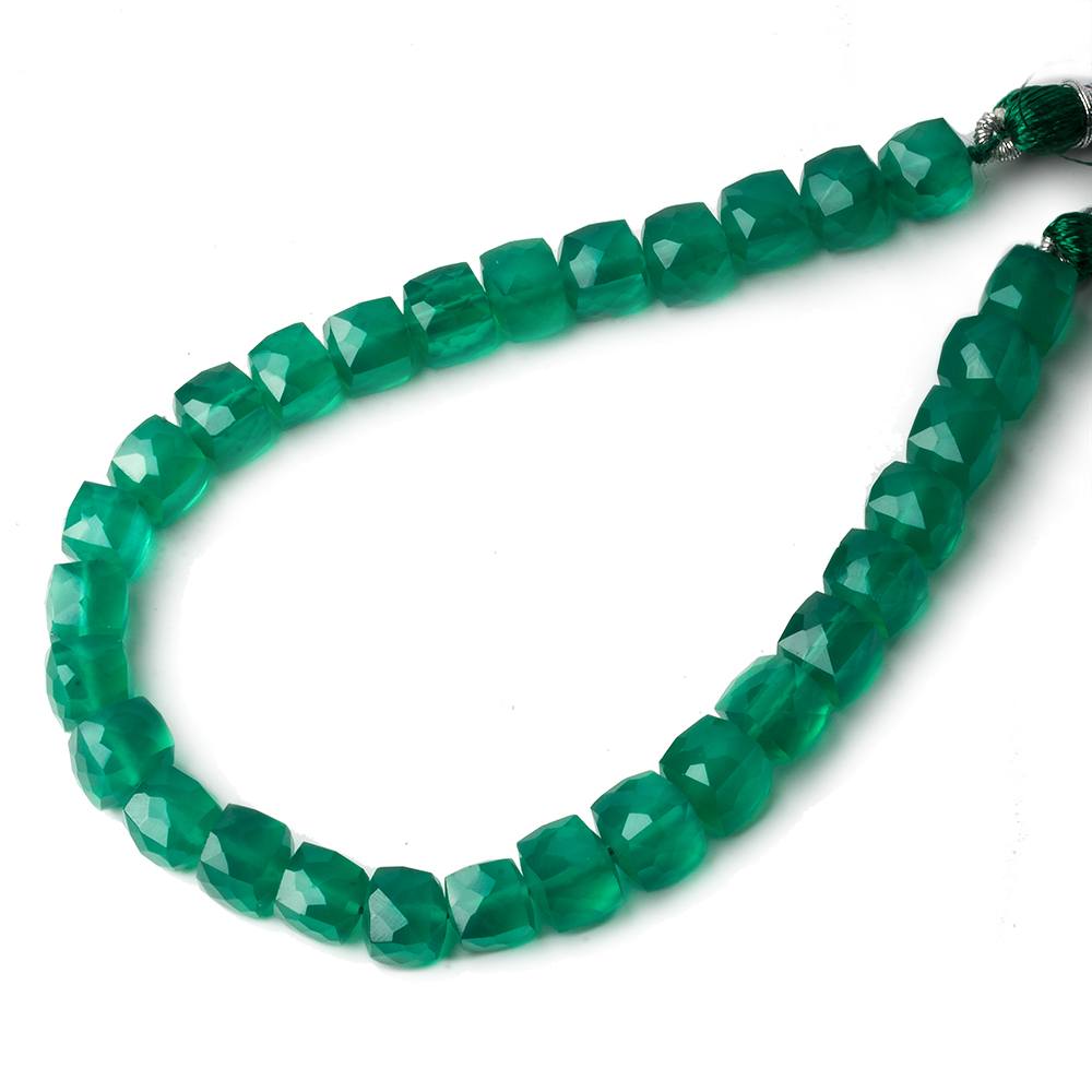 7.5mm Green Onyx Faceted Cube Beads, 9 inch strand 30pcs/str - Beadsofcambay.com