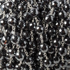 7.5mm Hematite faceted round Silver chain 21 pieces - Beadsofcambay.com