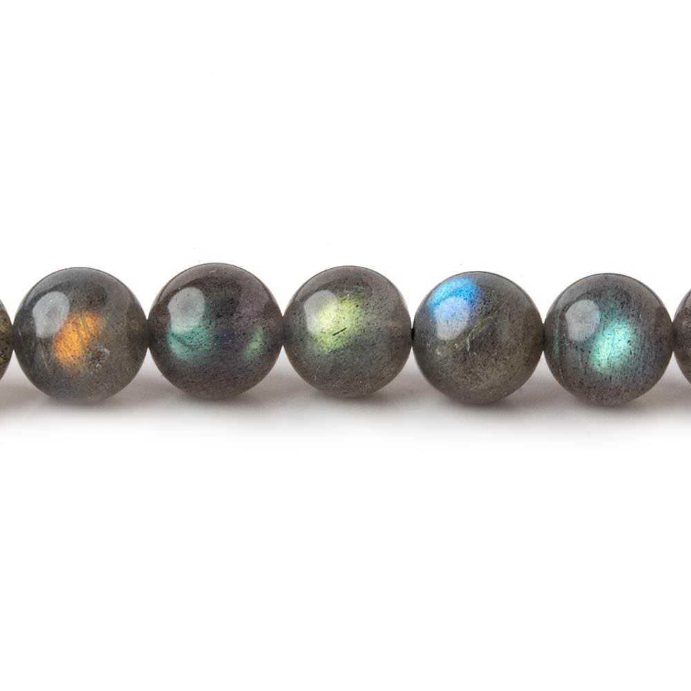 7.5mm Labradorite plain round beads 16 inch 37 pieces AAA - Beadsofcambay.com