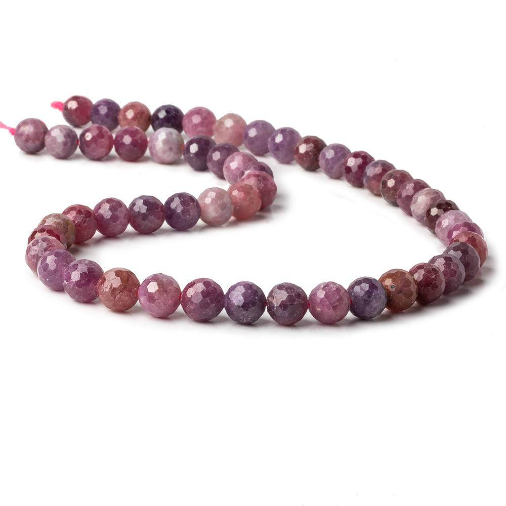 7.5mm Multi Color Sapphire and Ruby Faceted Round Beads 51 pieces 15.5 inch - Beadsofcambay.com