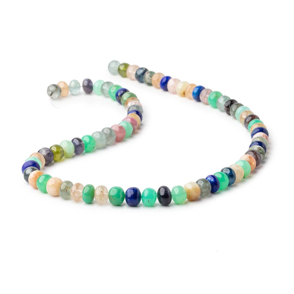 7.5mm Multi Gemstone Plain Rondelle Beads 16 inch 75 pieces - Beadsofcambay.com