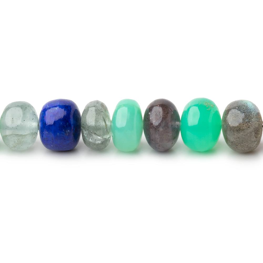 7.5mm Multi Gemstone Plain Rondelle Beads 16 inch 75 pieces - Beadsofcambay.com