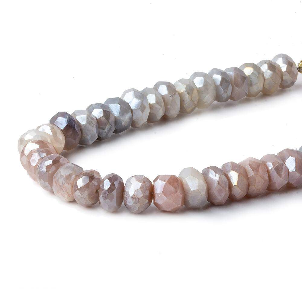 7.5mm Mystic Tri-Color Moonstone faceted rondelles 8 inch 43 beads - Beadsofcambay.com