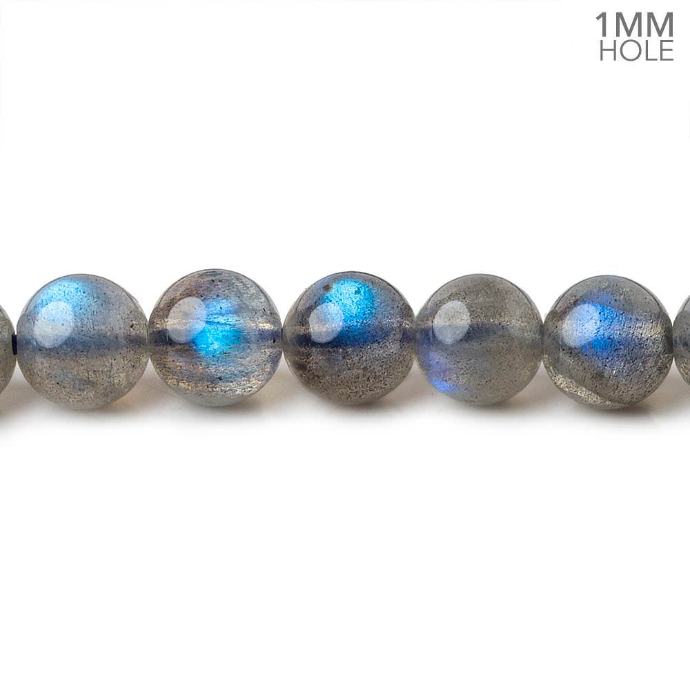 7.5mm Neon Blue flash Labradorite plain rounds 15 inch 52 beads AA - Beadsofcambay.com