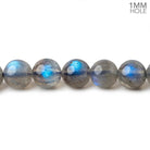 7.5mm Neon Blue flash Labradorite plain rounds 15 inch 52 beads AA - Beadsofcambay.com