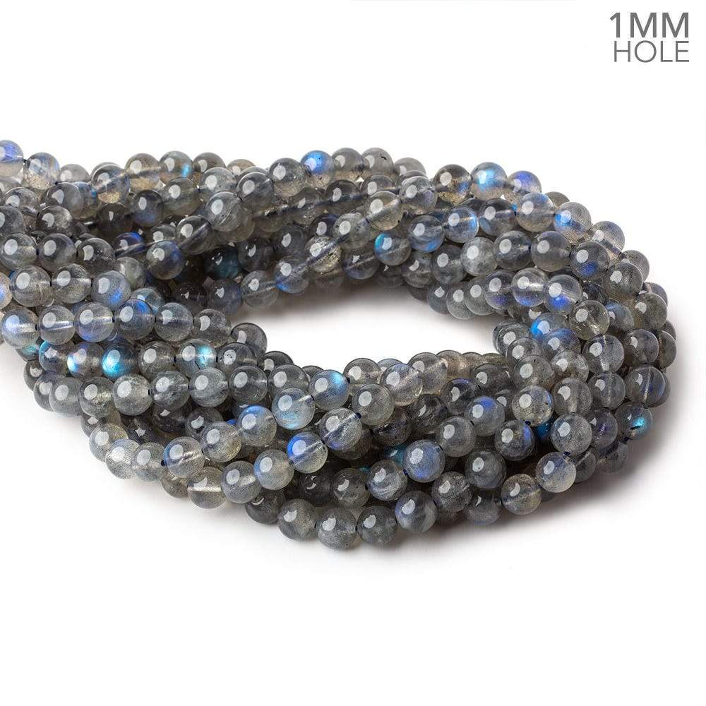 7.5mm Neon Blue flash Labradorite plain rounds 15 inch 52 beads AA - Beadsofcambay.com