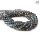 7.5mm Neon Blue flash Labradorite plain rounds 15 inch 52 beads AAA - Beadsofcambay.com