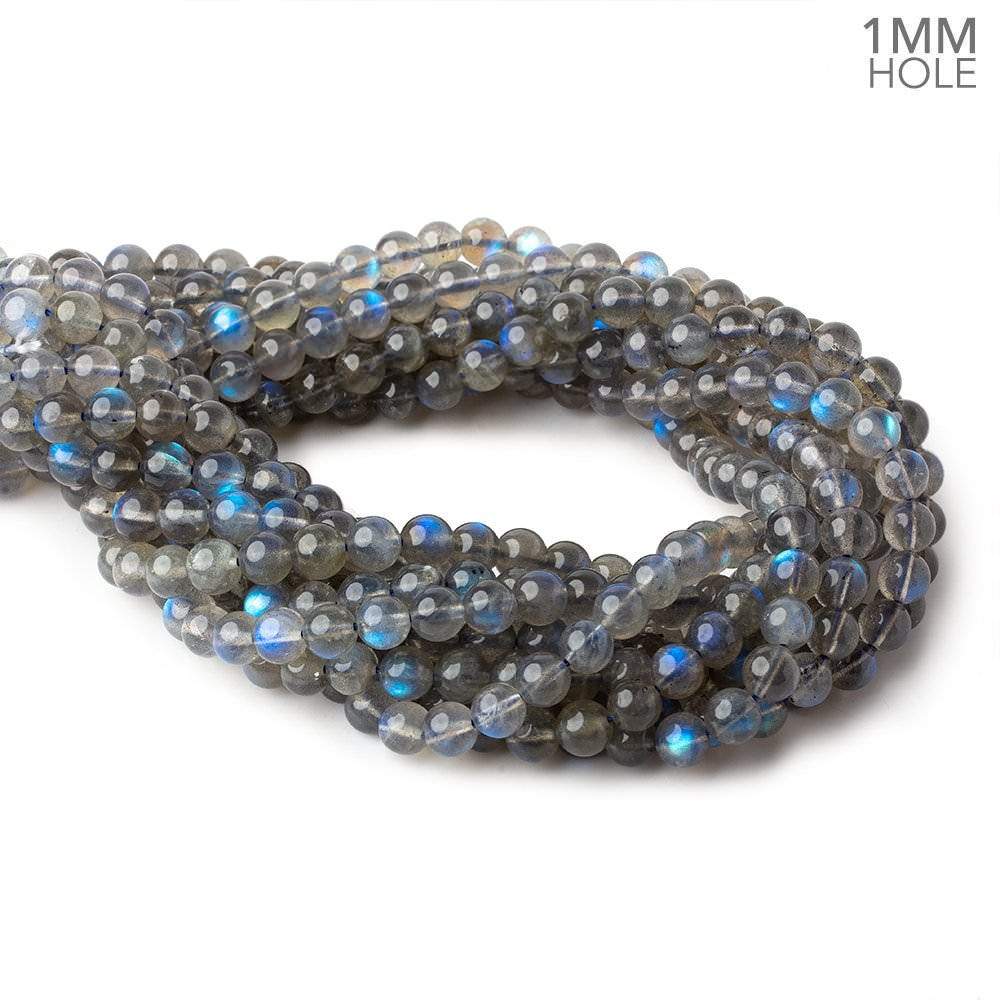 7.5mm Neon Blue flash Labradorite plain rounds 15 inch 52 beads AAA - Beadsofcambay.com