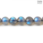 7.5mm Neon Blue flash Labradorite plain rounds 15 inch 52 beads AAA - Beadsofcambay.com