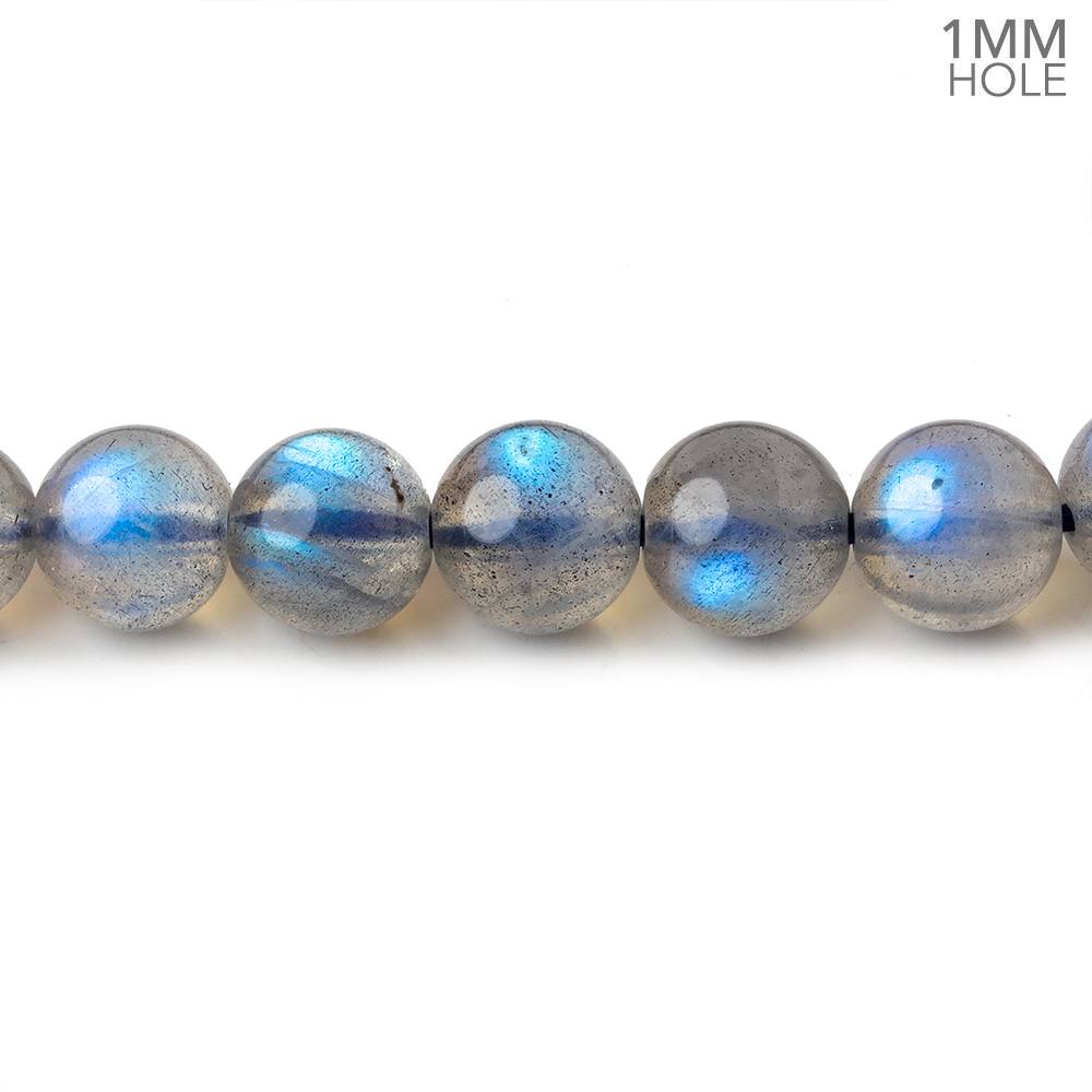 7.5mm Neon Blue flash Labradorite plain rounds 15 inch 52 beads AAA - Beadsofcambay.com