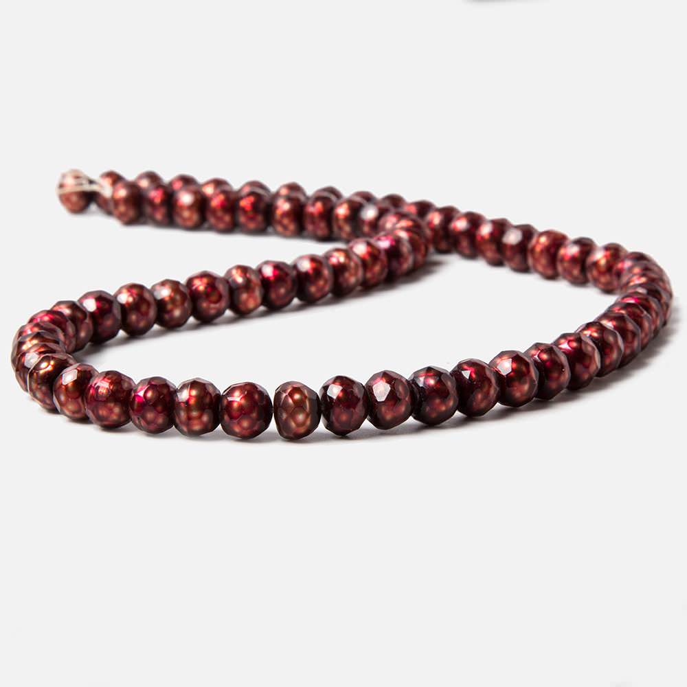 7.5mm Orangy Red faceted button center drill freshwater Pearls 67 pieces - Beadsofcambay.com