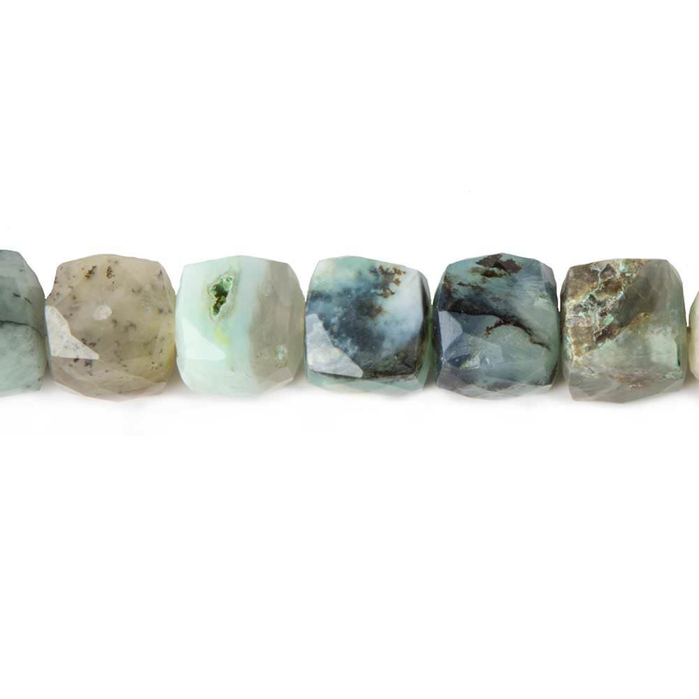 7.5mm Peruvian Blue Opal faceted cube Beads 8 inch 27 pieces - Beadsofcambay.com
