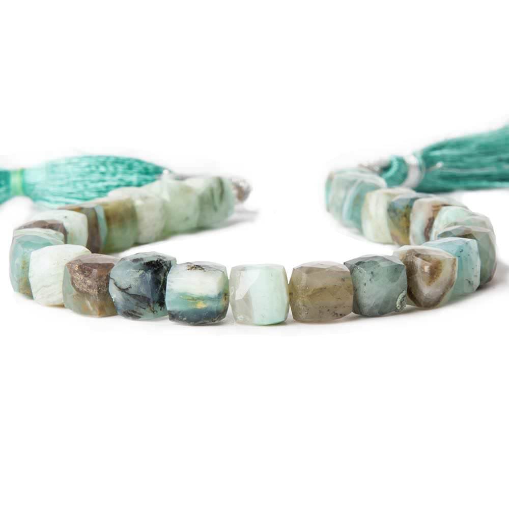 7.5mm Peruvian Blue Opal faceted cube Beads 8 inch 27 pieces - Beadsofcambay.com
