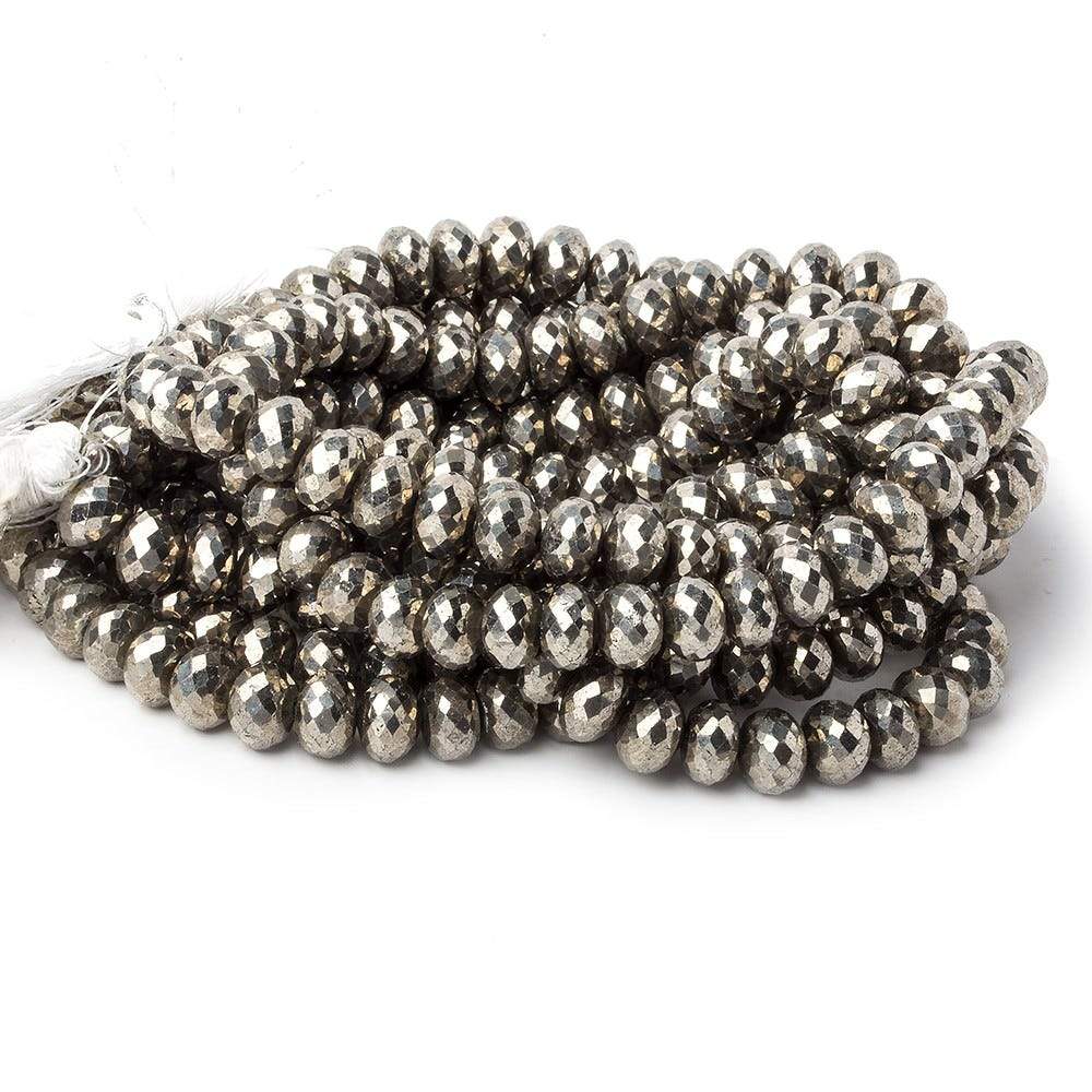 7.5mm White Pyrite faceted rondelle beads 15 inch 74 pieces AAA - Beadsofcambay.com