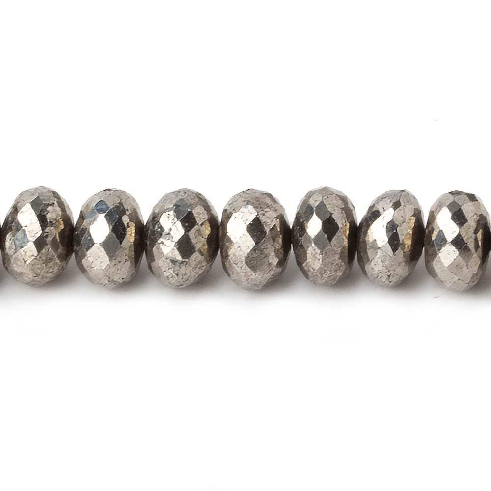 7.5mm White Pyrite faceted rondelle beads 15 inch 74 pieces AAA - Beadsofcambay.com
