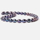 7.5x10mm Purple Peacock Straight Drill Oval Freshwater Pearl 40 pcs - Beadsofcambay.com