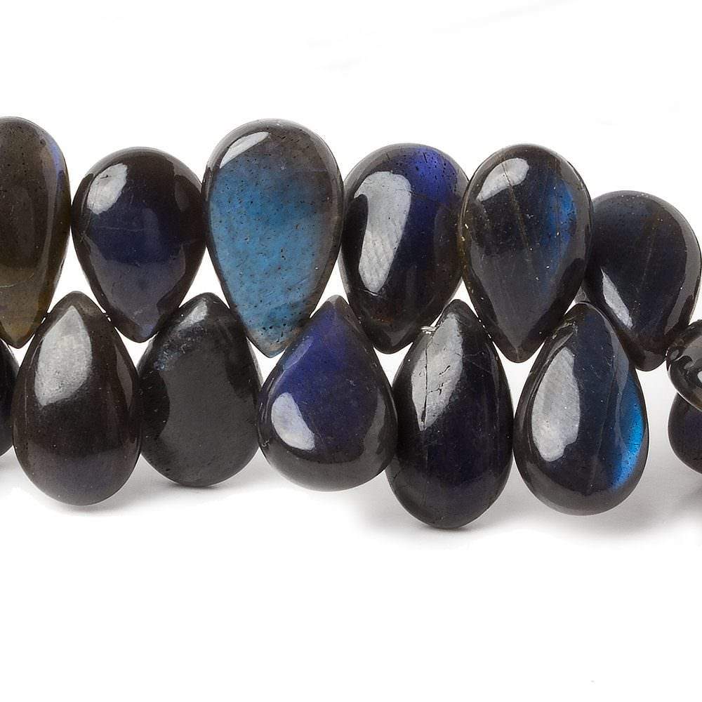 7.5x4-14x8.5mm Black Labradorite plain pear beads 13 inch 95 pieces AAA - Beadsofcambay.com