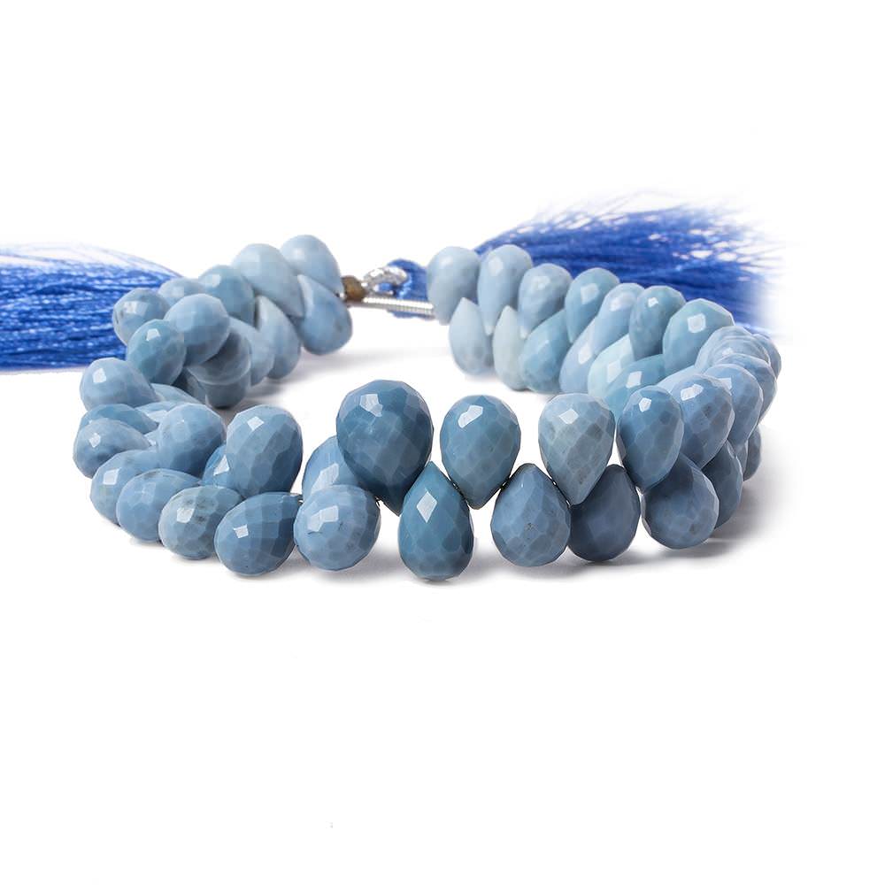 7.5x4-9.5x6.5mm Owyhee Natural Blue Opal tear drop briolettes 8 inch 63 pieces - Beadsofcambay.com
