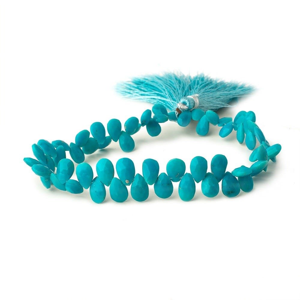 7.5x4.5-9x6mm Sleeping Beauty Turquoise Faceted Pear Beads 8.5 inch 62 pieces - Beadsofcambay.com