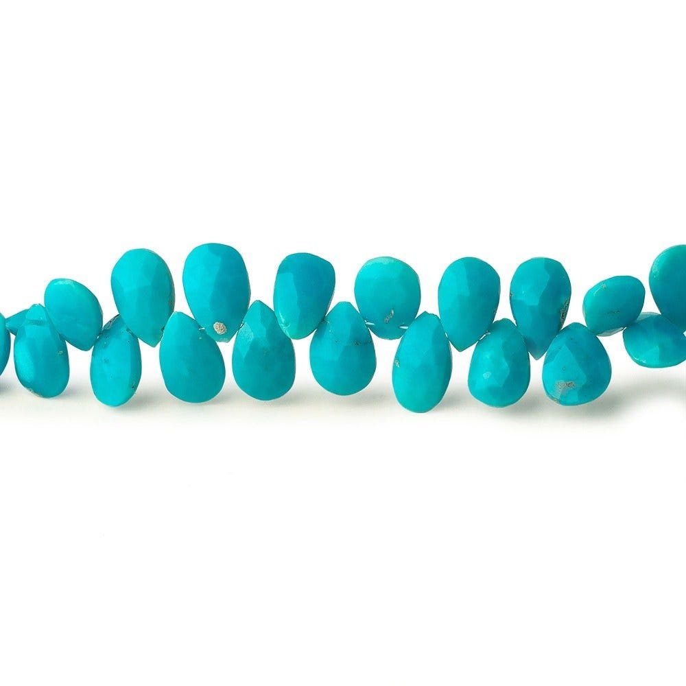 7.5x4.5-9x6mm Sleeping Beauty Turquoise Faceted Pear Beads 8.5 inch 62 pieces - Beadsofcambay.com