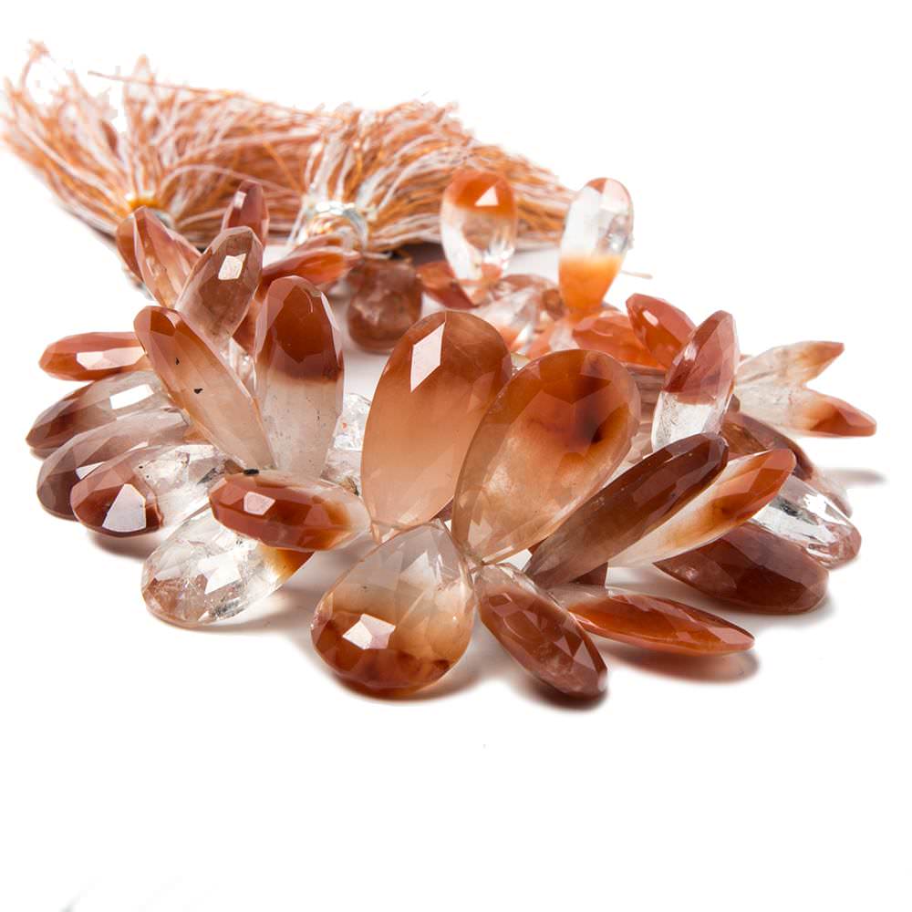 7.5x5-21x12.5mm Tangerine Quartz faceted pear beads 7.75 inch 55 pieces - Beadsofcambay.com