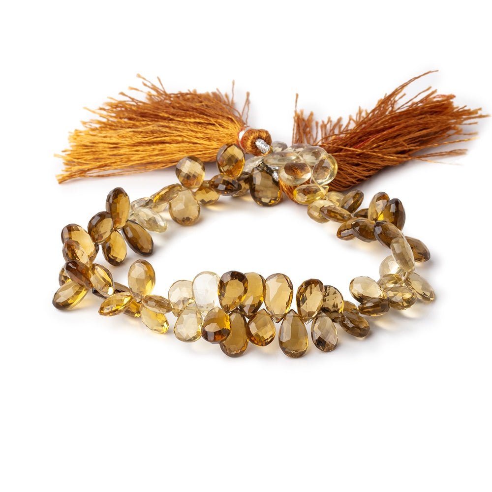 7.5x5.5-10x6mm Shaded Whiskey Quartz Faceted Pear Beads 8 inch 66 pieces AA - Beadsofcambay.com