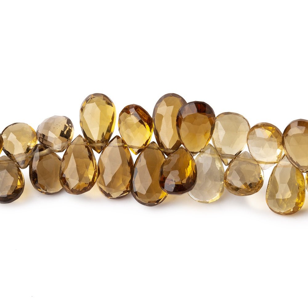 7.5x5.5-10x6mm Shaded Whiskey Quartz Faceted Pear Beads 8 inch 66 pieces AA - Beadsofcambay.com