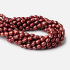 7.5x6-10x7mm Pomegranate Red Faceted Oval Freshwater Pearls 16 inch 42 pieces - Beadsofcambay.com