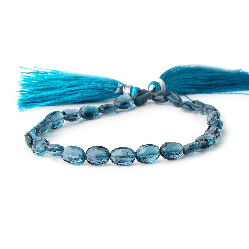 7.5x6-8x6mm London Blue Topaz faceted oval beads 8 inch 26 pieces - Beadsofcambay.com