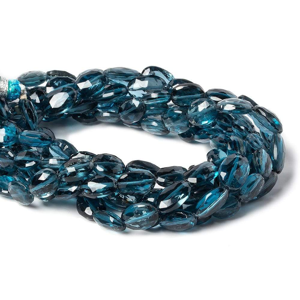 7.5x6-8x6mm London Blue Topaz faceted oval beads 8 inch 26 pieces - Beadsofcambay.com