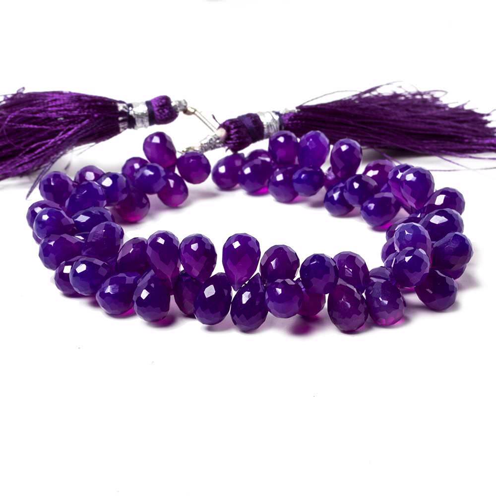 7.5x6-9.5x6mm Shaded Purple Chalcedony Faceted Tear Drop Beads 8 inch 71 pieces - Beadsofcambay.com