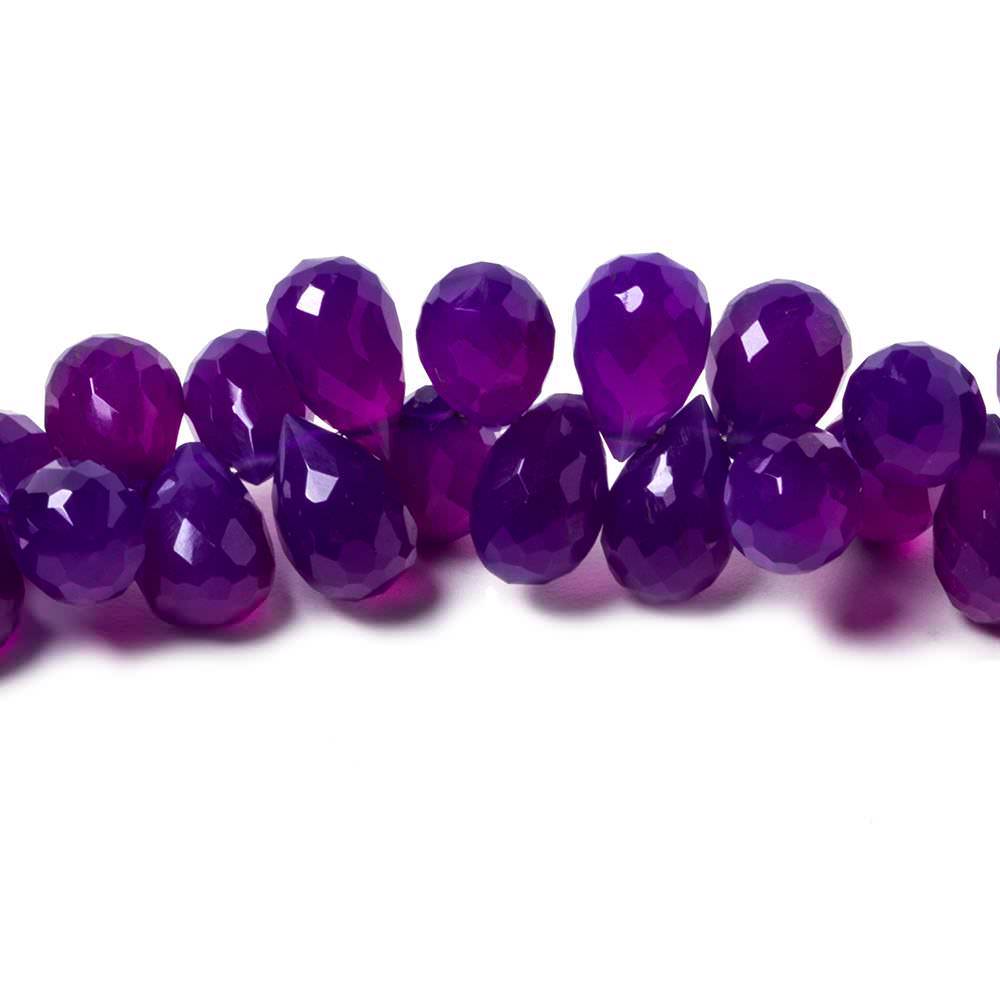 7.5x6-9.5x6mm Shaded Purple Chalcedony Faceted Tear Drop Beads 8 inch 71 pieces - Beadsofcambay.com