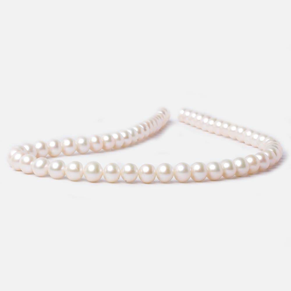 7.5x6-9x6.5mm Cream Off Round Freshwater Pearls 16 inch 56 pieces - Beadsofcambay.com