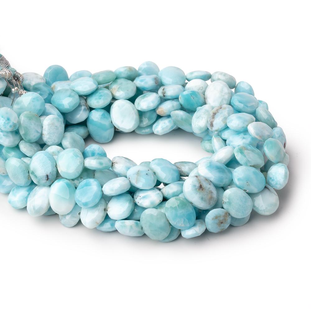 7.5x6-9x7mm Larimar Faceted Oval Beads 8 inch 27 pieces - Beadsofcambay.com