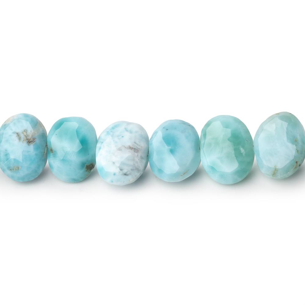 7.5x6-9x7mm Larimar Faceted Oval Beads 8 inch 27 pieces - Beadsofcambay.com