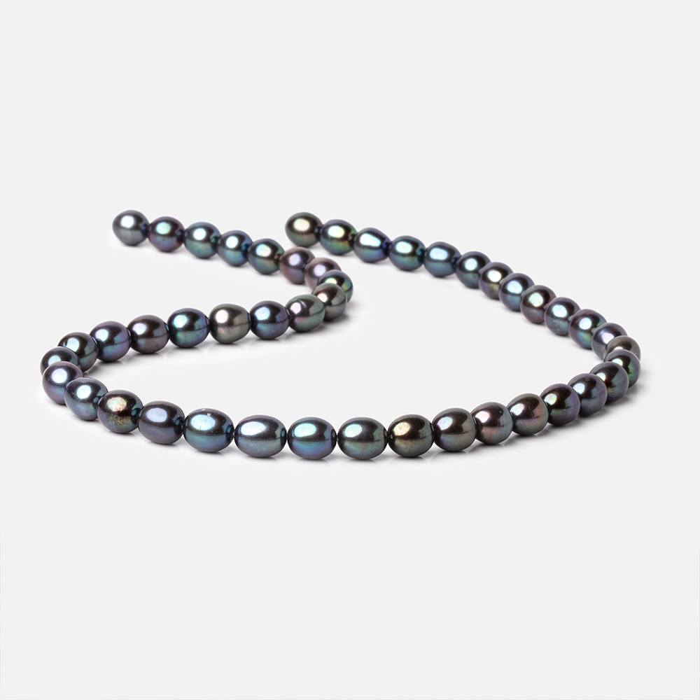 7.5x7-8x7.5mm TriColor Peacock Straight Drill Oval Freshwater Pearl 50 pcs - Beadsofcambay.com
