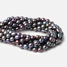 7.5x7-8x7.5mm TriColor Peacock Straight Drill Oval Freshwater Pearl 50 pcs - Beadsofcambay.com