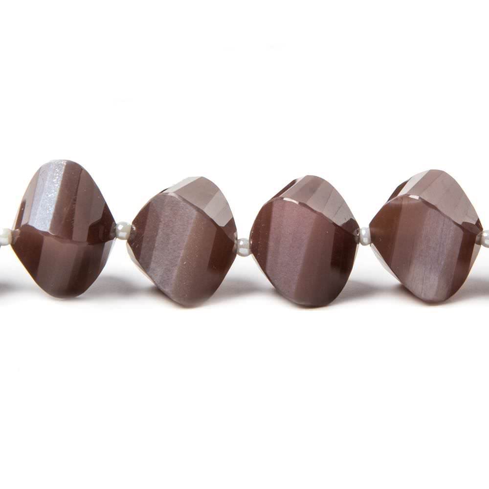 7.5x7.5-13.5x13.5mm Chocolate Moonstone faceted twists 16 inch 36 beads AAA - Beadsofcambay.com