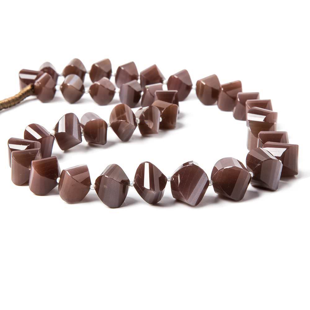 7.5x7.5-13.5x13.5mm Chocolate Moonstone faceted twists 16 inch 36 beads AAA - Beadsofcambay.com