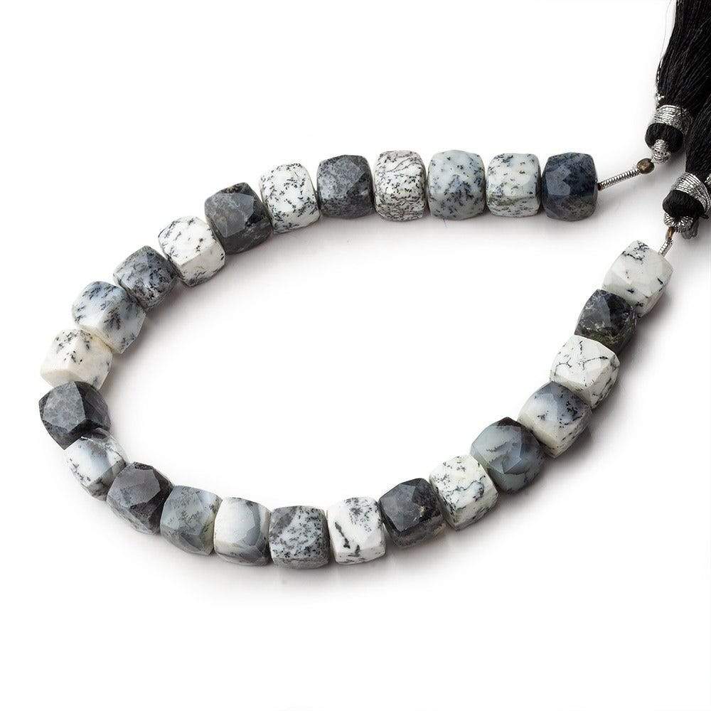 7.5x7.5-8x8mm Dendritic Opal faceted cube beads 8 inch 25 pieces AA - Beadsofcambay.com
