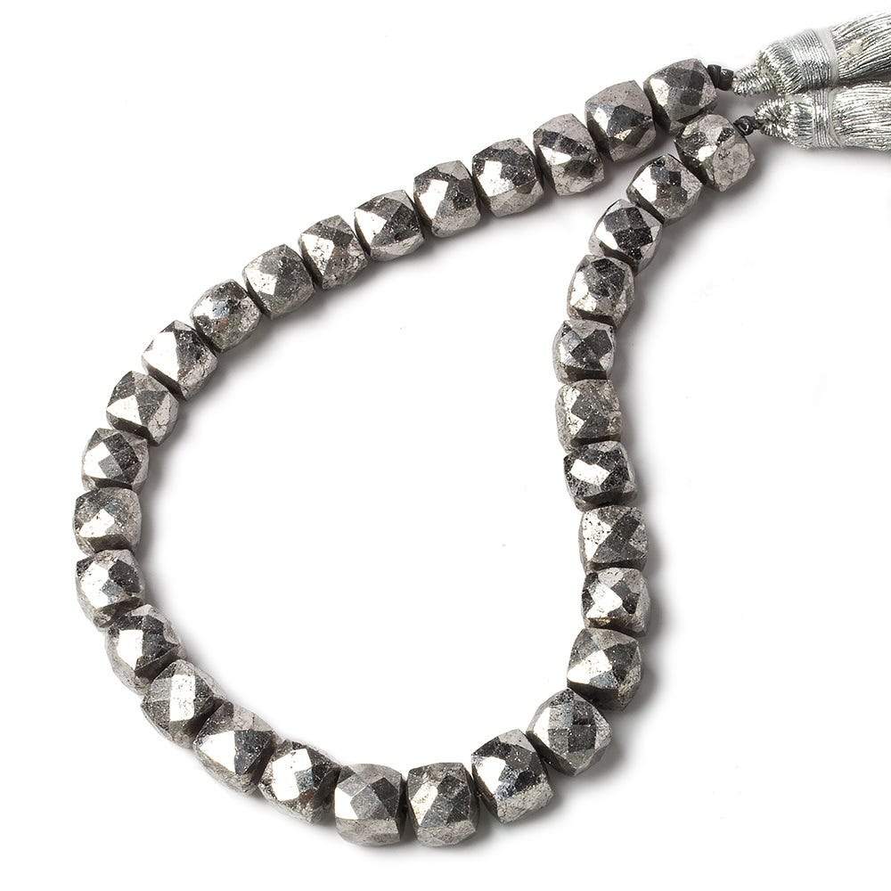 7.5x7.5-8x8mm Silver Pyrite Faceted Cubes 8 inch 27 pieces A - Beadsofcambay.com